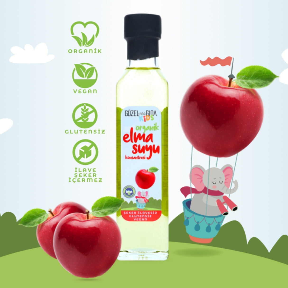 Kids Organik Elma Suyu Konsantresi 340 Gr