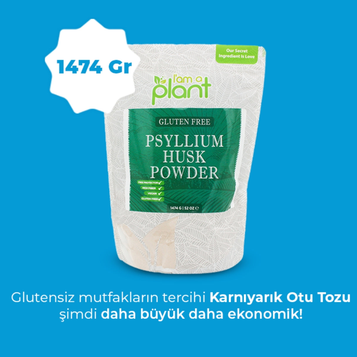 Psyllium Karnıyarık Otu Tozu Ekonomik Paket 1474 Gr