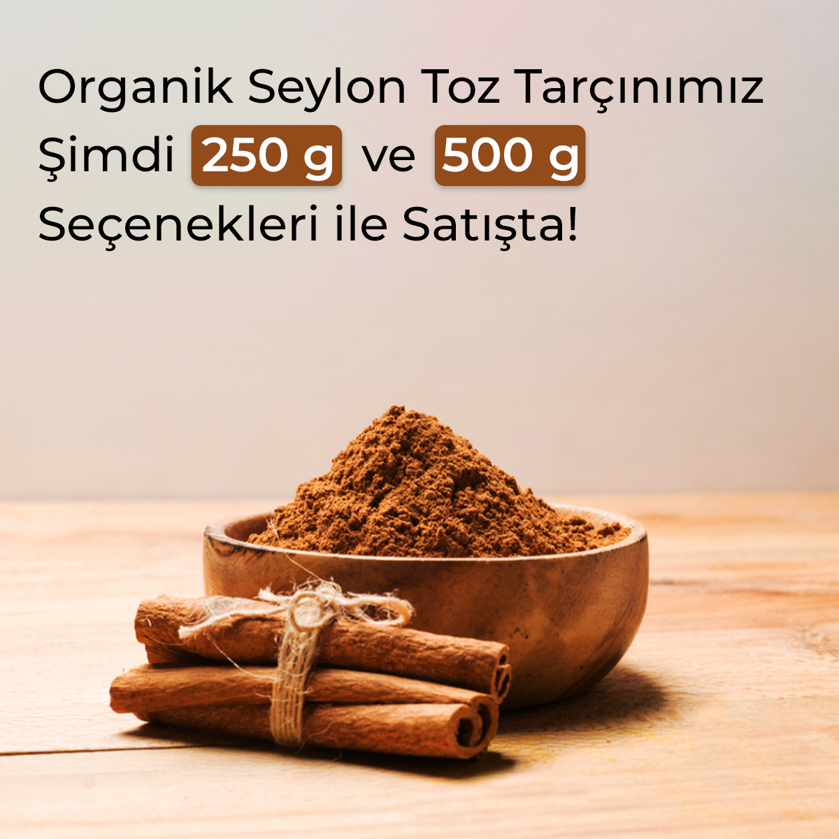 Organik Seylon Toz Tarçın 250 Gr Ekonomik Paket