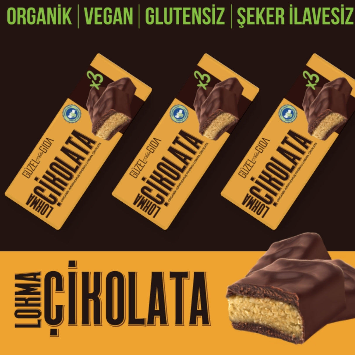 Lokma Çikolata Fındık Ezmeli Vegan Bar 35 Gr