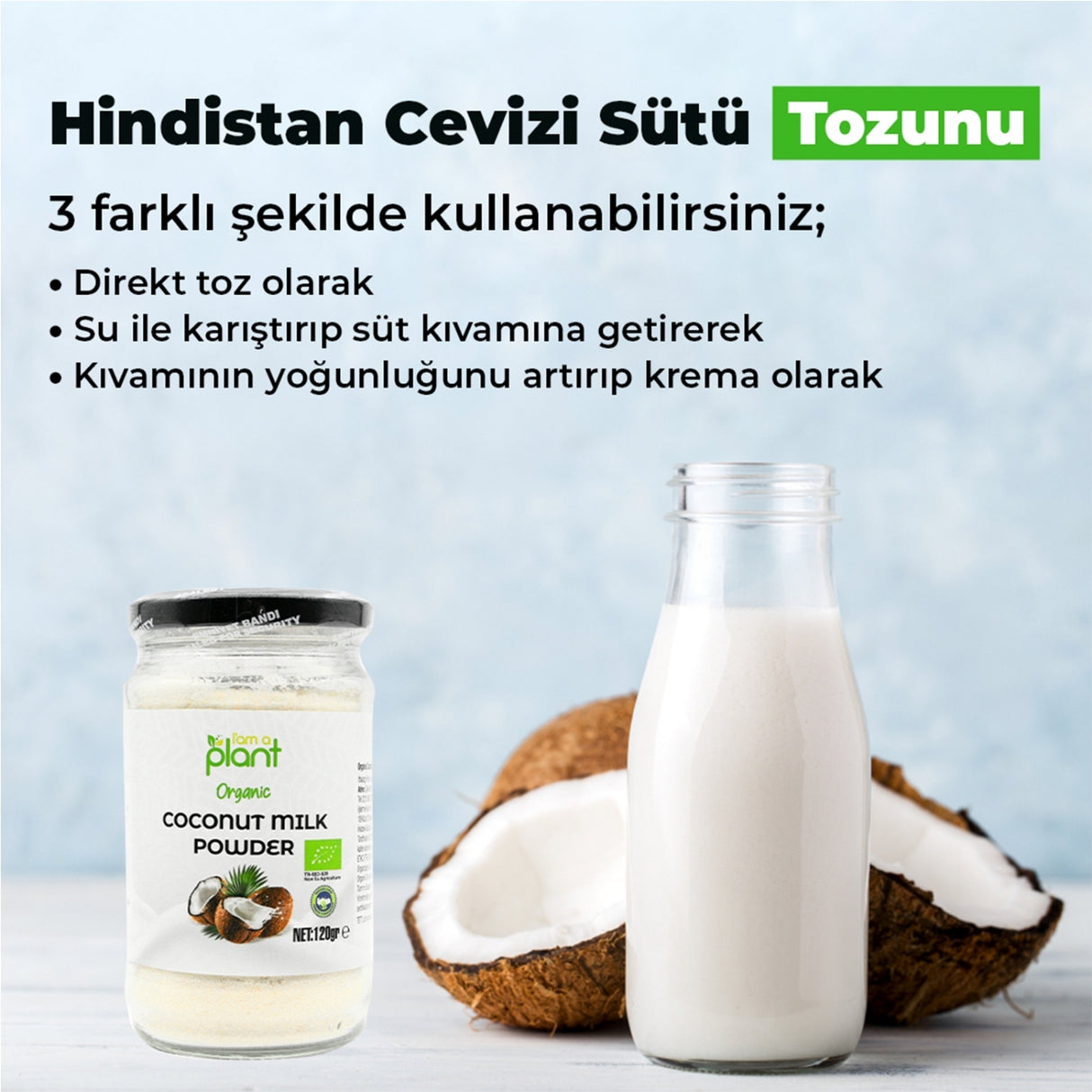 Organik Hindistan Cevizi Sütü Tozu 2X120G