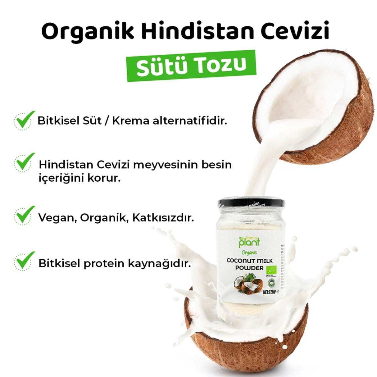 Organik Hindistan Cevizi Sütü Tozu 3X120G