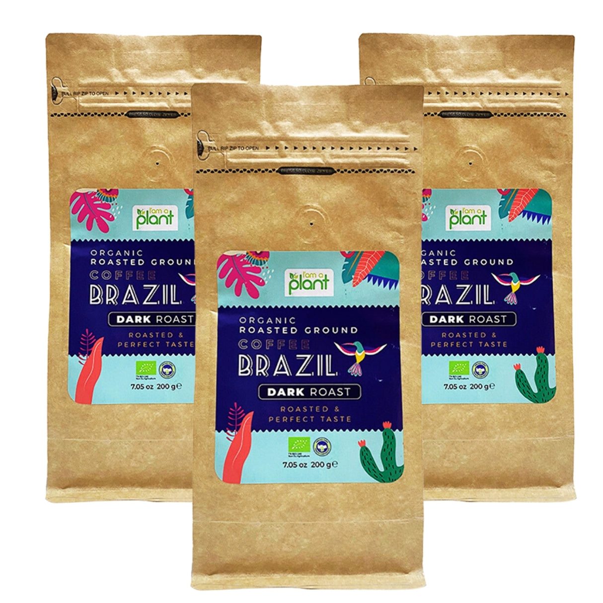 Organic Ground Filter Coffee Brazilian Dark 3X200G 