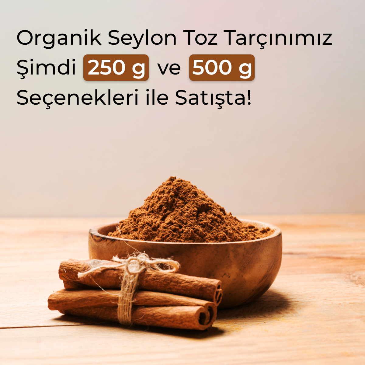 Organik Seylon Toz Tarçın 250G Ekonomik Paket