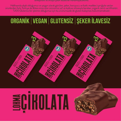 Lokma Çikolata Duble Kakao Fındık Vegan Bar 10X35G